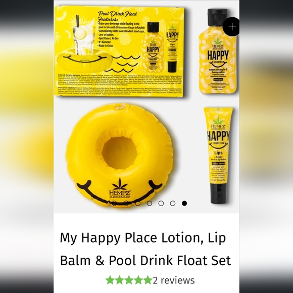 NWOT Hempz Gift Set My Happy Place Free Pool Drink Float - Picture 2 of 2